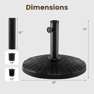 22 lbs Patio Resin Outdoor Umbrella Base with Wicker Style for Outdoor Use-Black