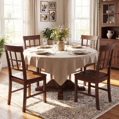 Rubber Wood Dining Chairs Set of 4 with High Backrests-Brown
