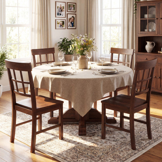 Rubber Wood Dining Chairs Set of 4 with High Backrests-Brown