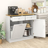 Rubber Wood Kitchen Trash Cabinet with Single Trash Can Holder and Adjustable Shelf-White