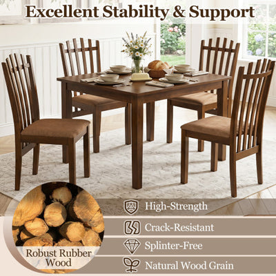 Rubber Wood Slat Back Kitchen Dining Chairs Set of 2-Brown