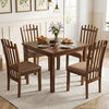 Rubber Wood Slat Back Kitchen Dining Chairs Set of 4-Brown