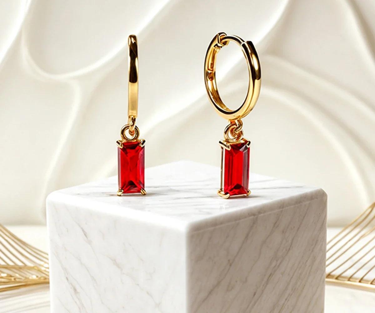 Huggie Earrings for Women - Red Mirage