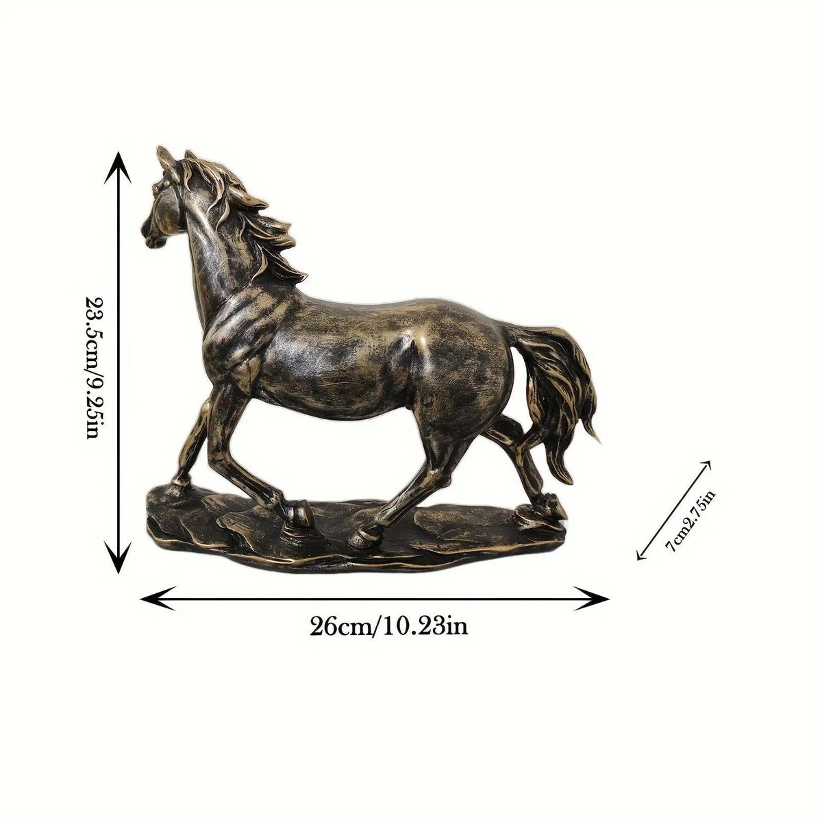 Running Horse Figurine Antique Bronze Table Decor