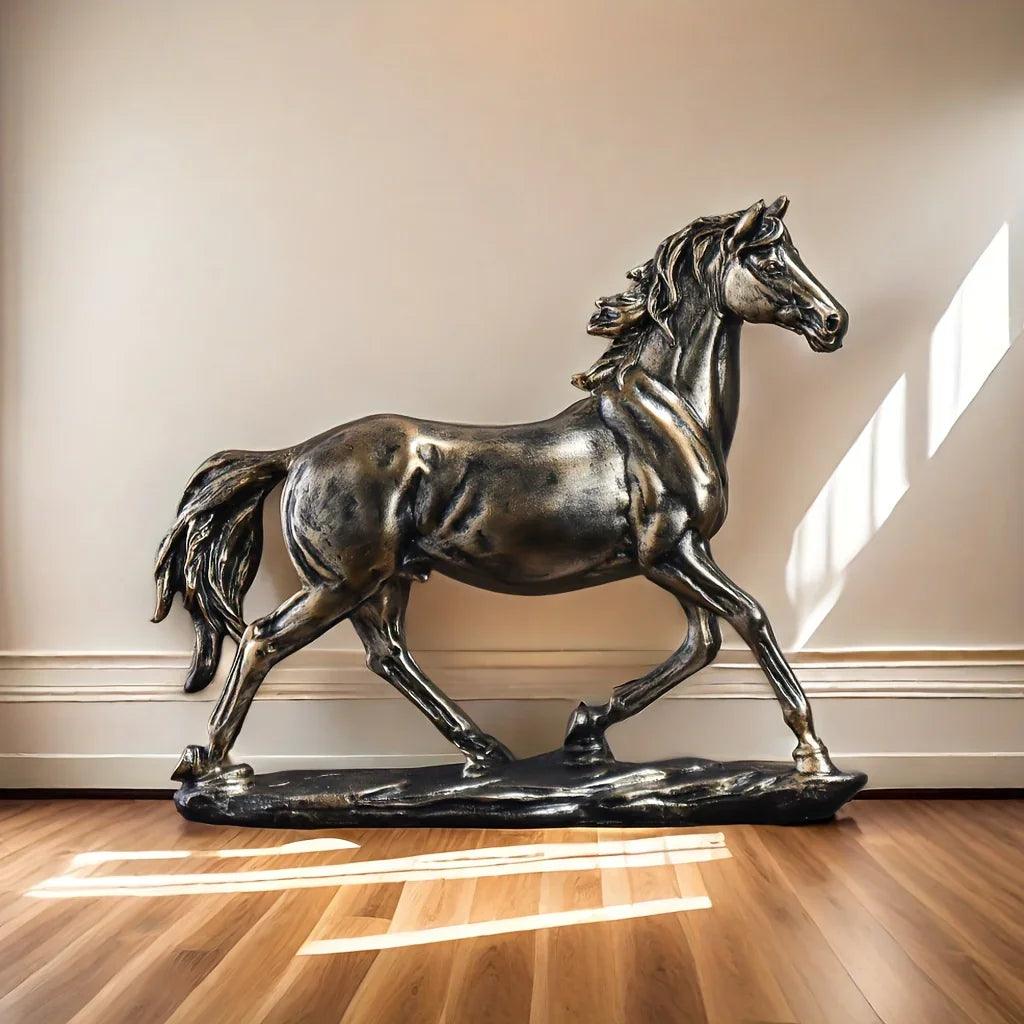 Running Horse Figurine Antique Bronze Table Decor