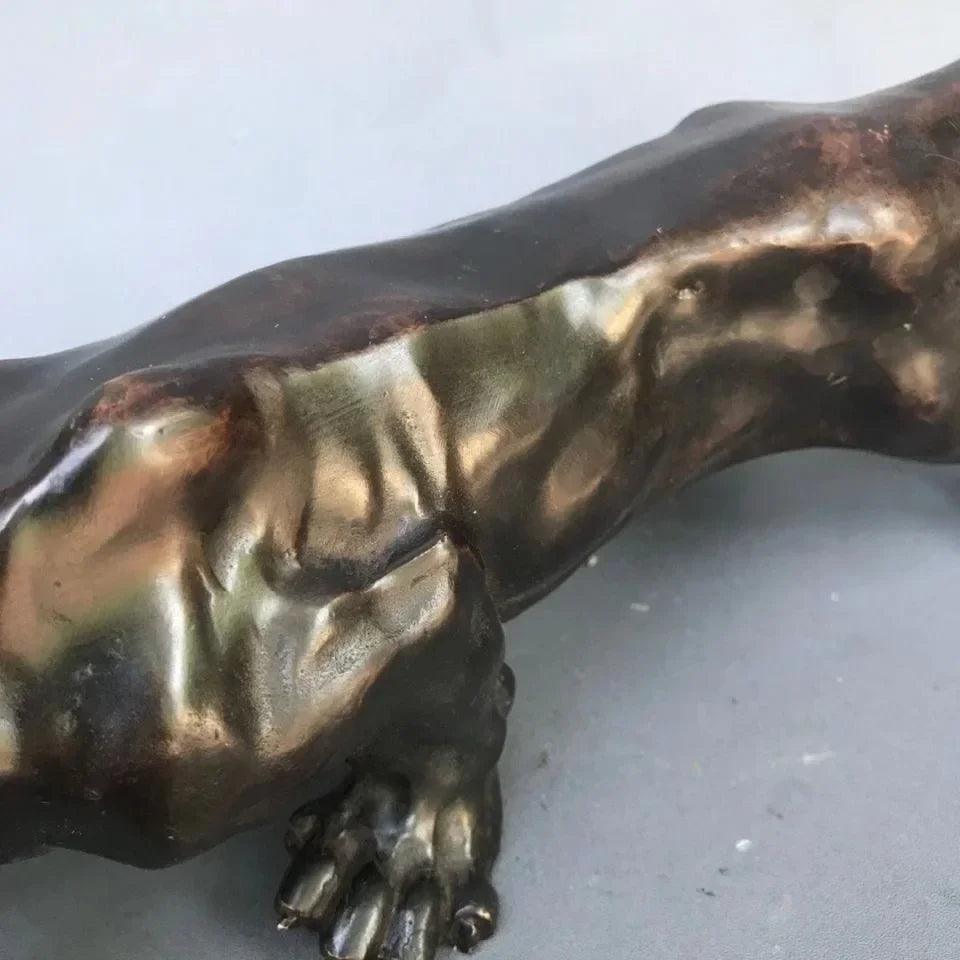 Running Leopard Bronze Sculpture for Luxury Home & Office Decor