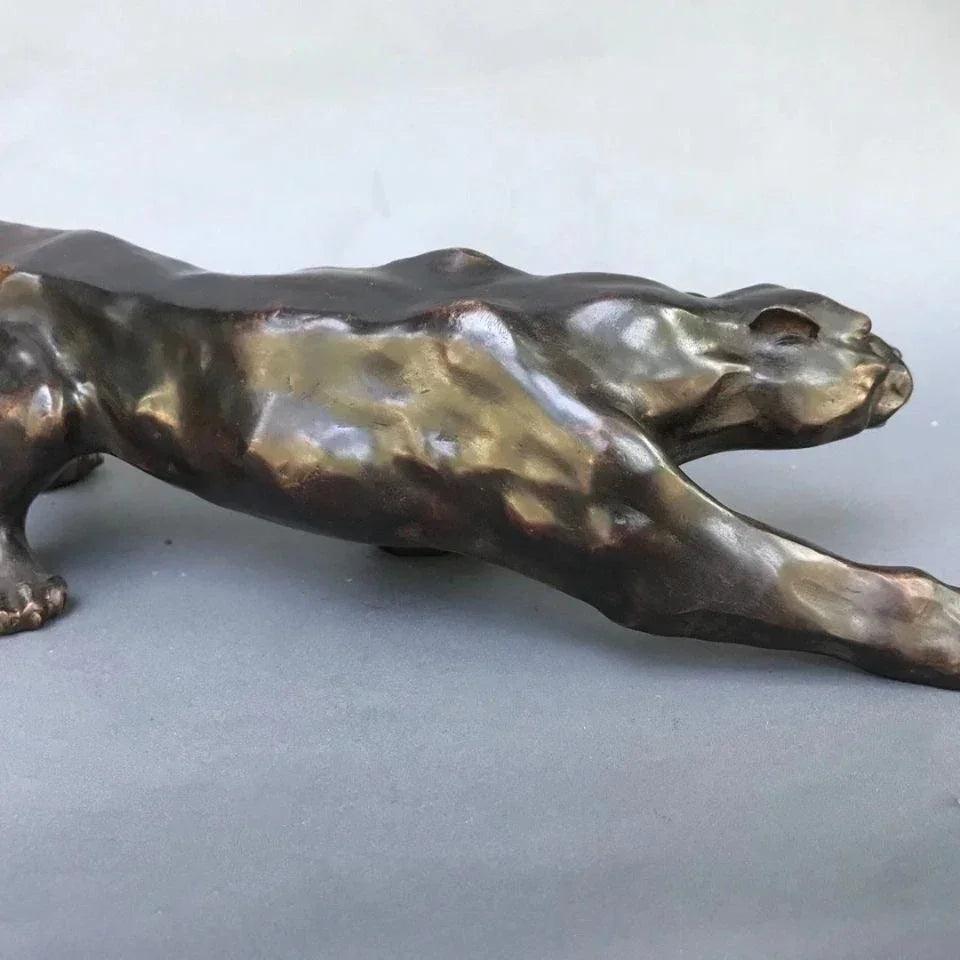 Running Leopard Bronze Sculpture for Luxury Home & Office Decor
