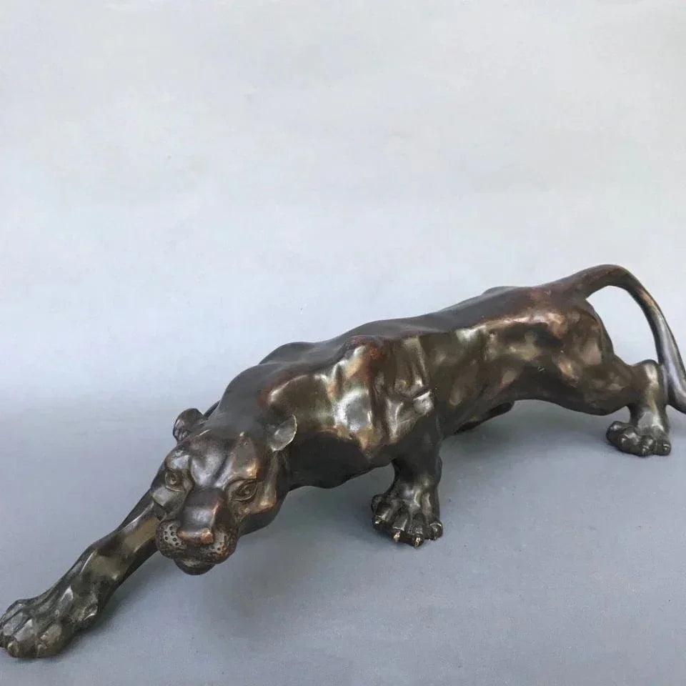 Running Leopard Bronze Sculpture for Luxury Home & Office Decor