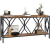 Rustic Brown And Black 70.9'' Extra Long Console Table, Industrial Sofa Table Behind Couch, 2 Tier Narrow Entryway Table with Storage Shelf, for Living Room