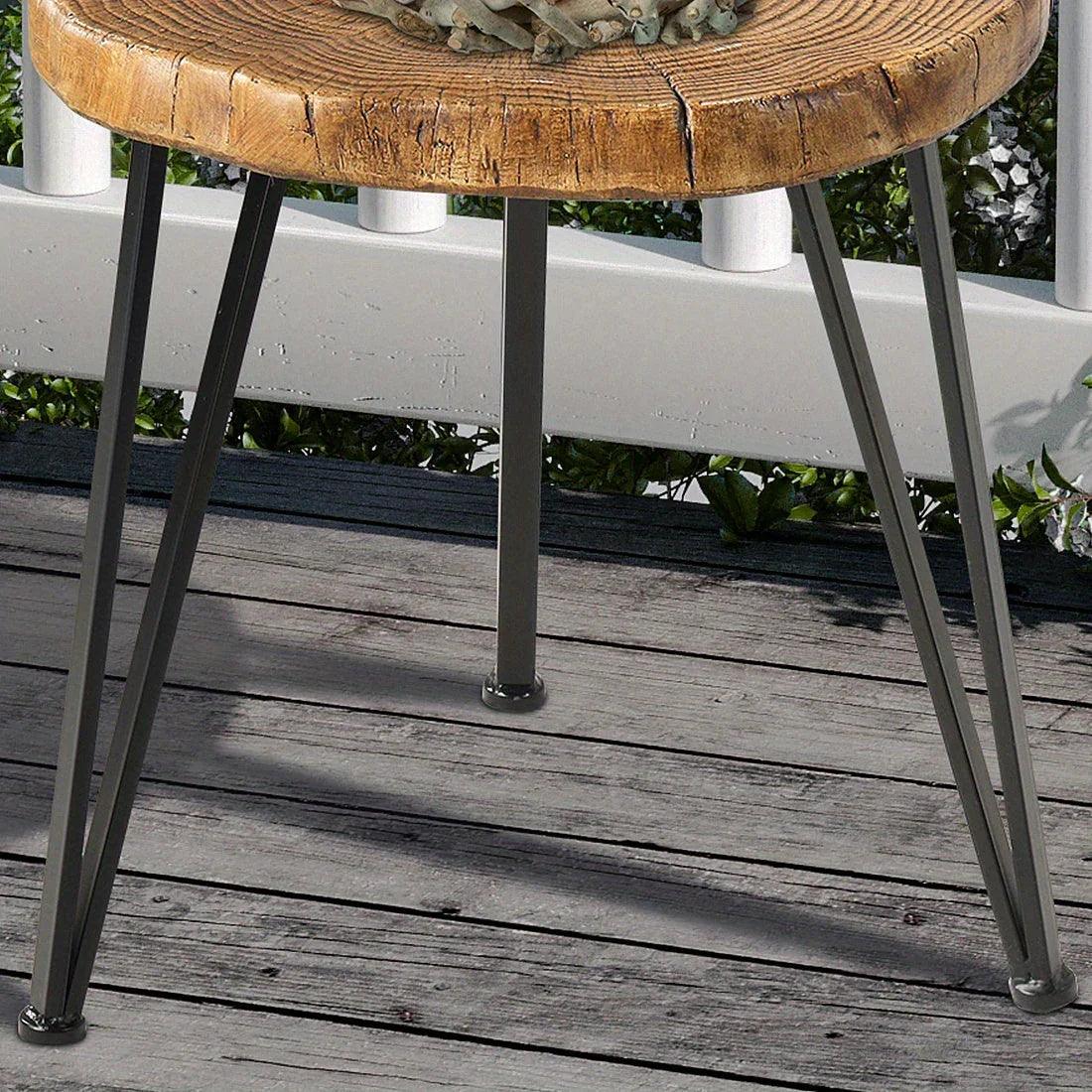 Rustic Faux Wood Round Side Table – Modern Indoor & Outdoor Accent End Table