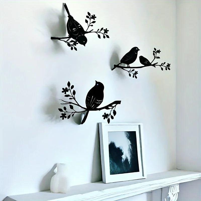 Rustic Metal Bird Wall Decor, 3D Silhouette, 3pcs Set