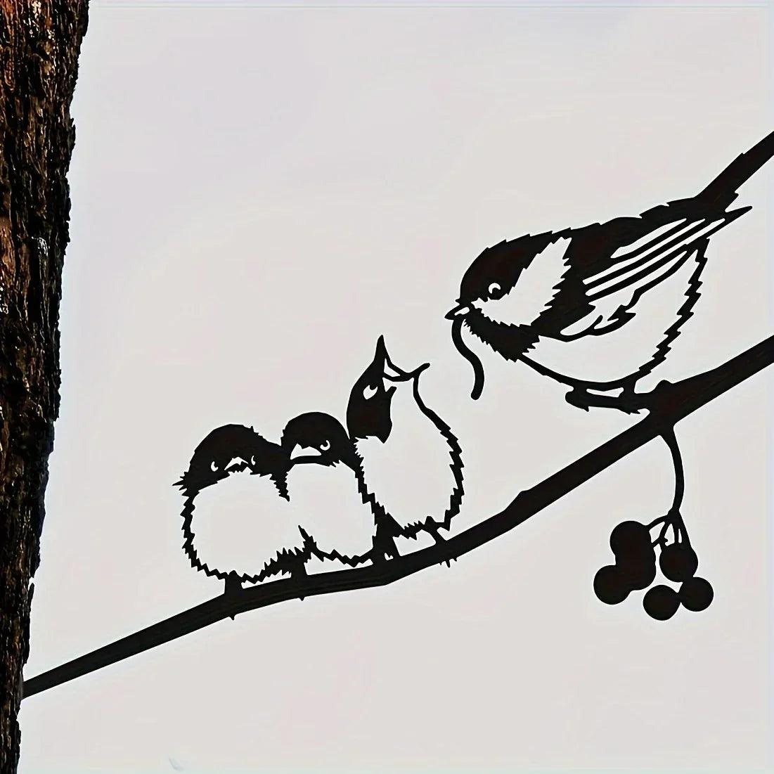Rustic Metal Birds on Branch Wall Hanging Sculpture