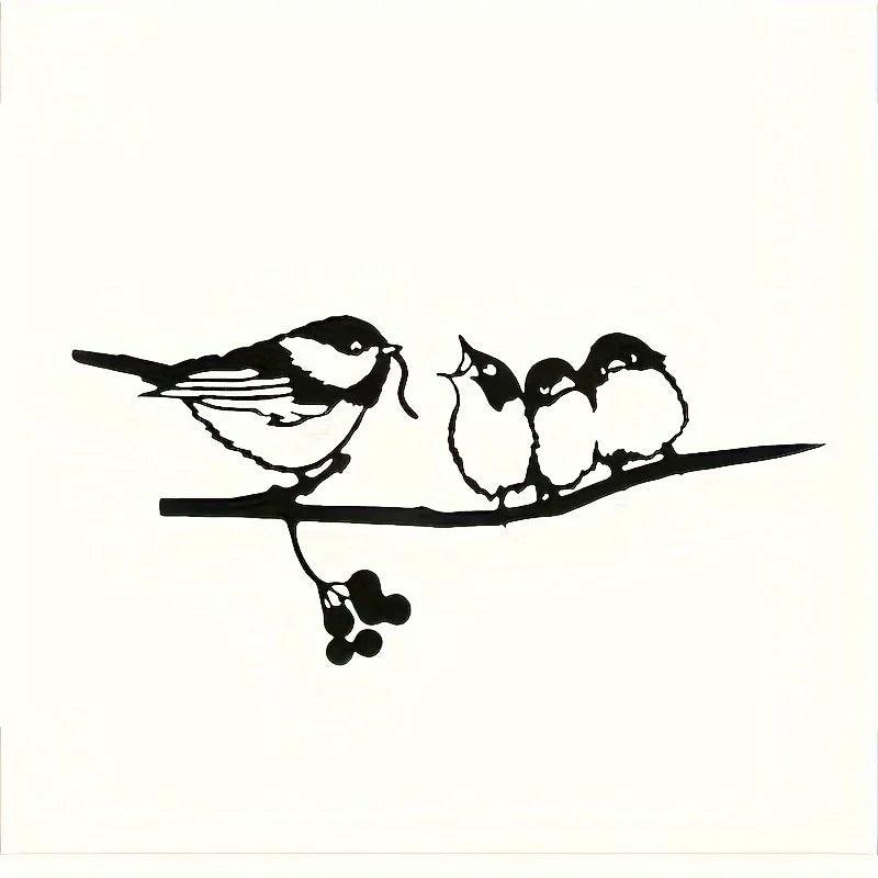 Rustic Metal Birds on Branch Wall Hanging Sculpture