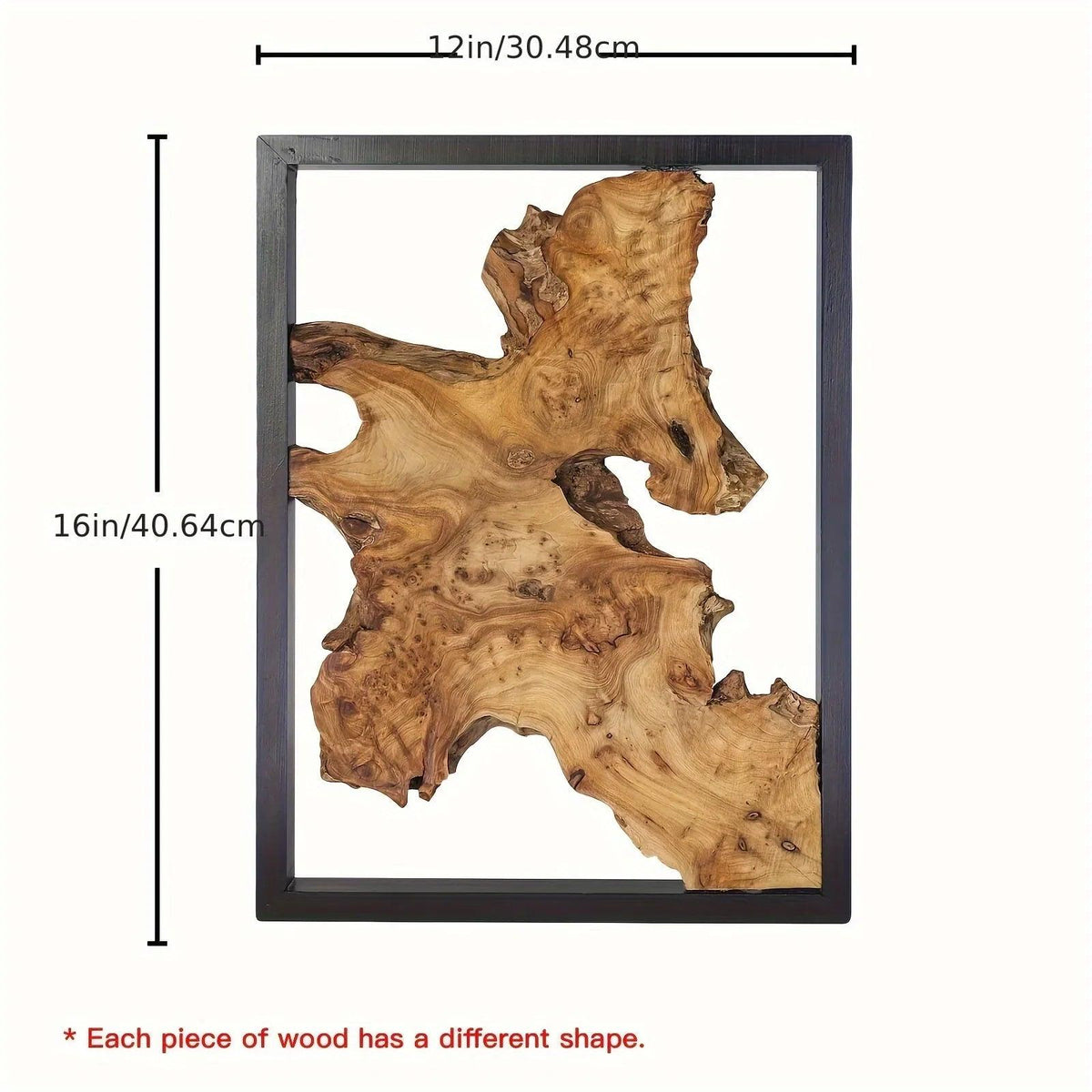 Rustic Wood Wall Art, 3 Panel Metal Frame, 12x16 Inch Natural Wood Decor