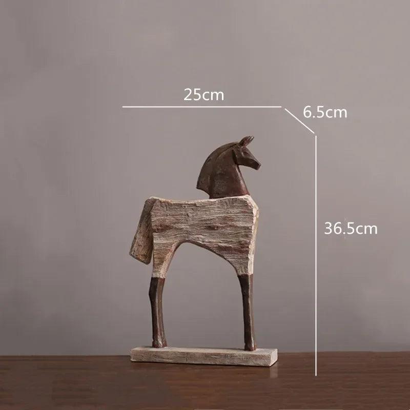 Rustic Wooden Horse Decorative Sculpture