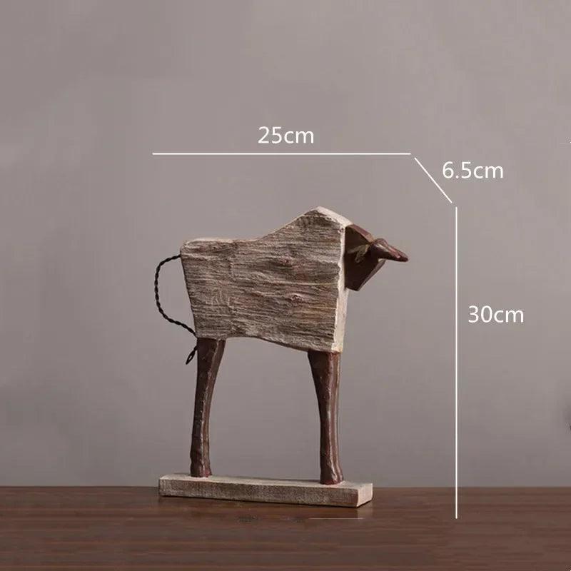 Rustic Wooden Horse Decorative Sculpture