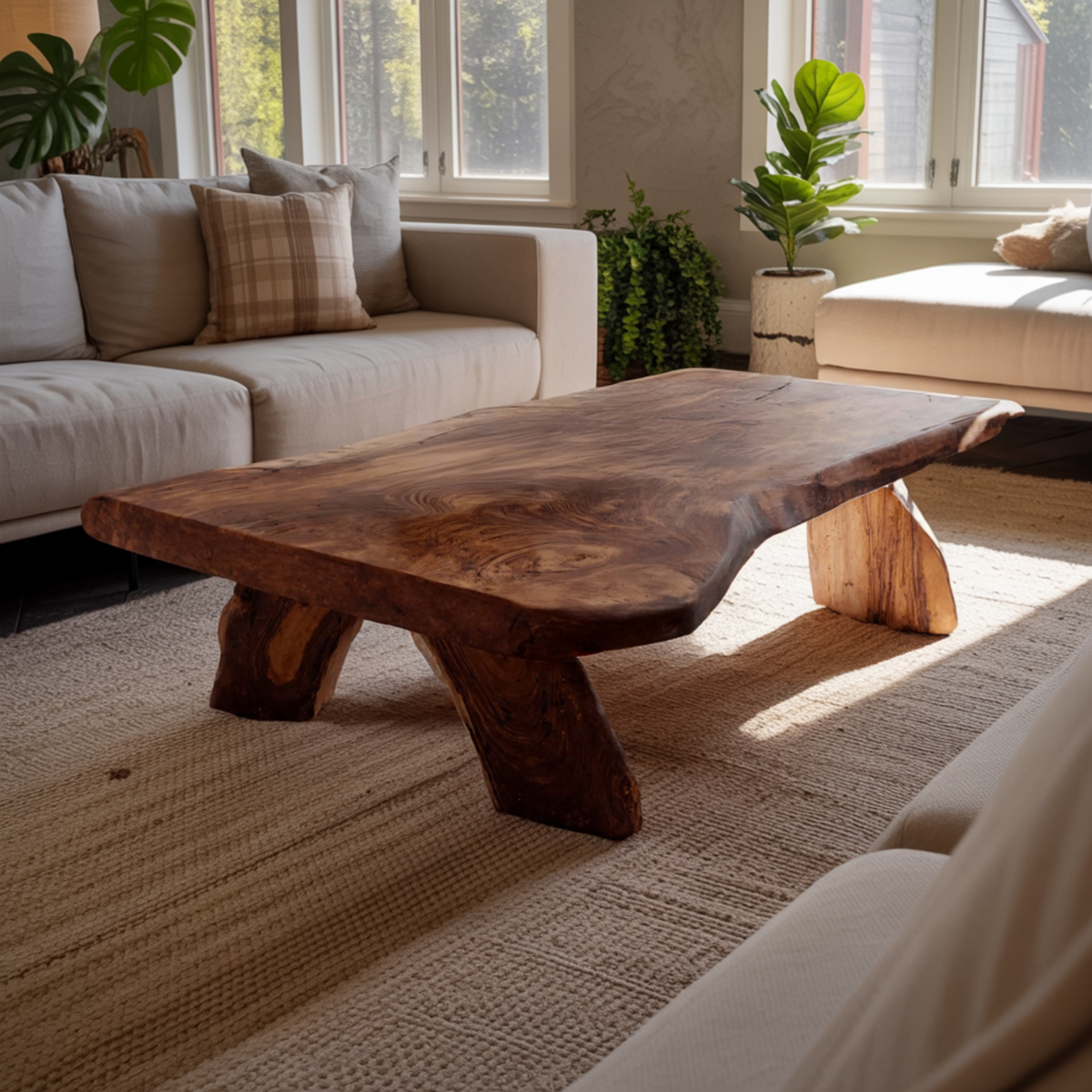 Rustic Live Edge Handcrafted Coffee Table