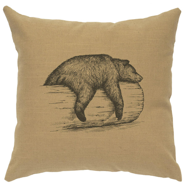 Rustic Furnace Bear On A Log Pillow - Gifts for You 'n Me