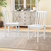 Rustic Dining Chairs Set of 2 Wooden Kitchen Chairs with Slat Tilt Backrest-White