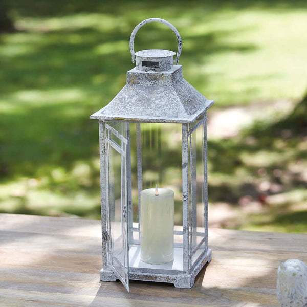 Rustic Farmhouse Lantern in Weathered Metal