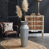 Rustic Galvanized Metal Floor Vase with Handles