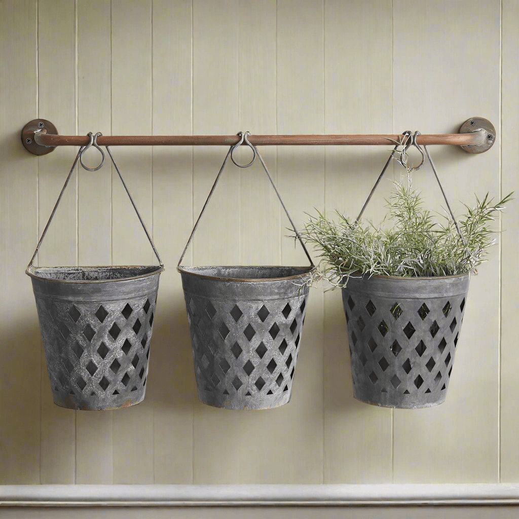Rustic Hanging Lattice Basket Planters