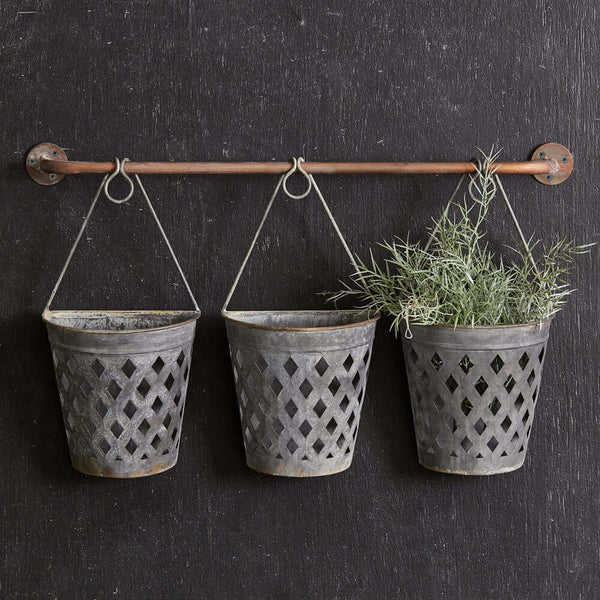 Rustic Hanging Lattice Basket Planters