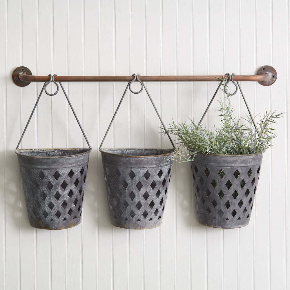 Rustic Hanging Lattice Basket Planters