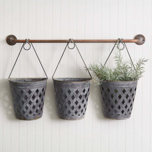 Rustic Hanging Lattice Basket Planters