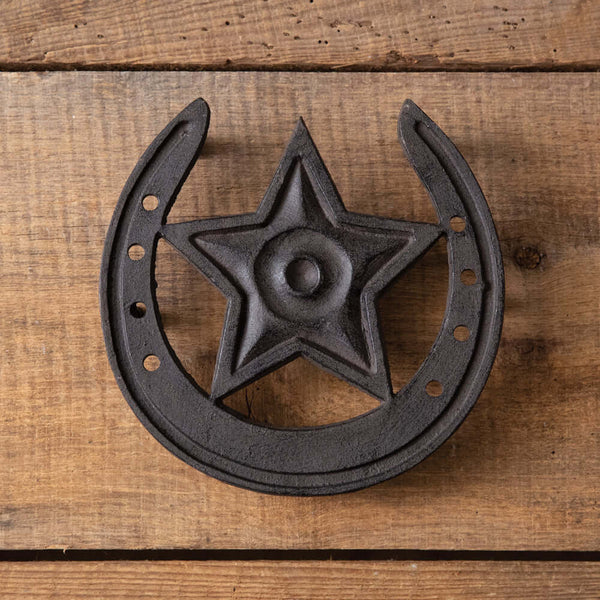 Rustic Western Star Cast Iron Trivet