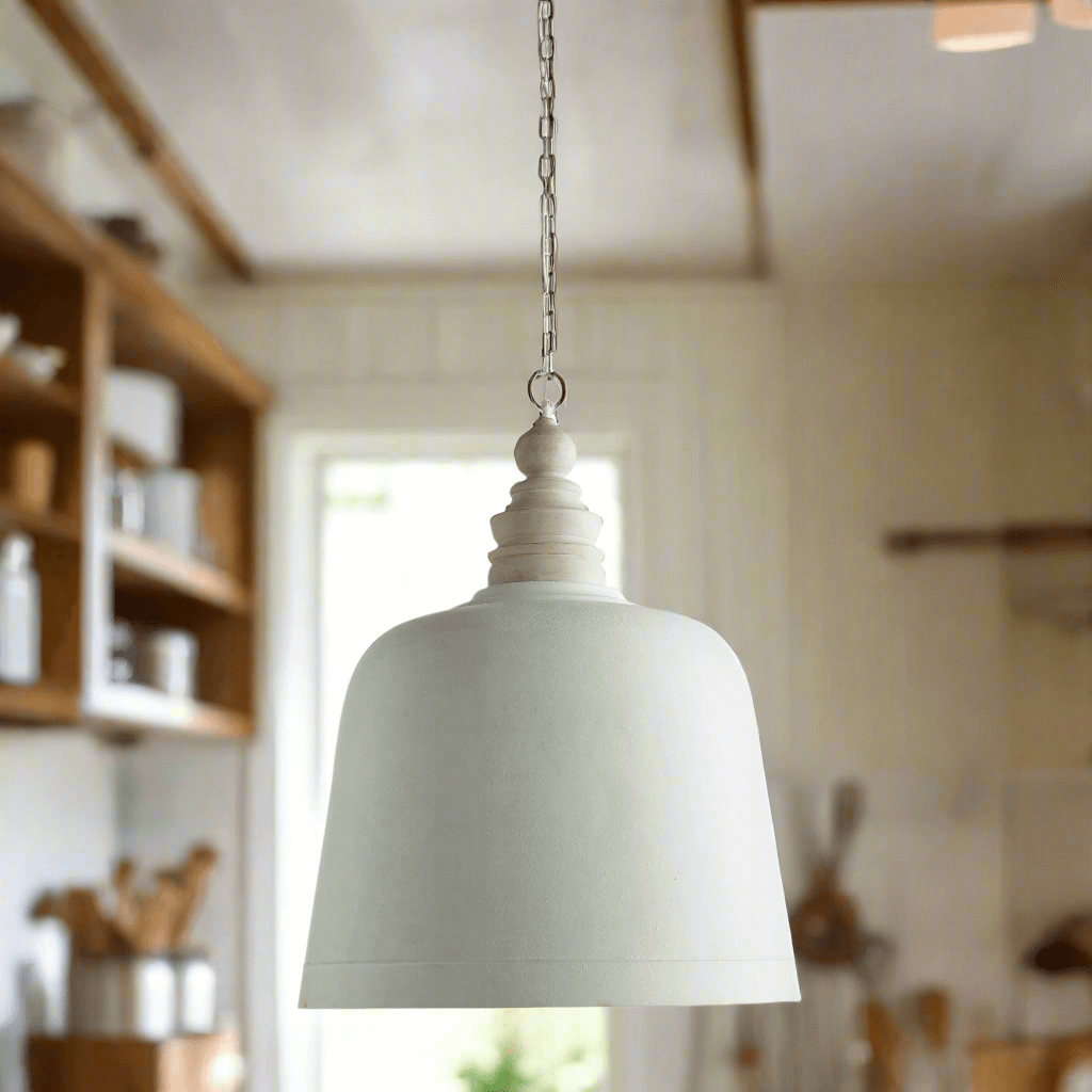 Rustic White Pendant Light for Farmhouse Kitchens