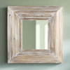 Rustic Whitewashed Square Vintage Wood Wall Mirror