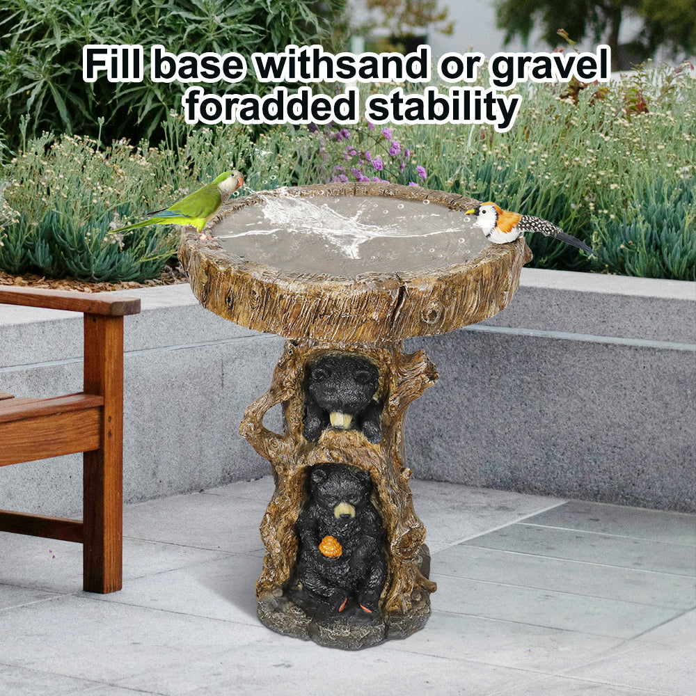 Concrete Bird Baths Two Cubs and Honeycomb 23 Inch