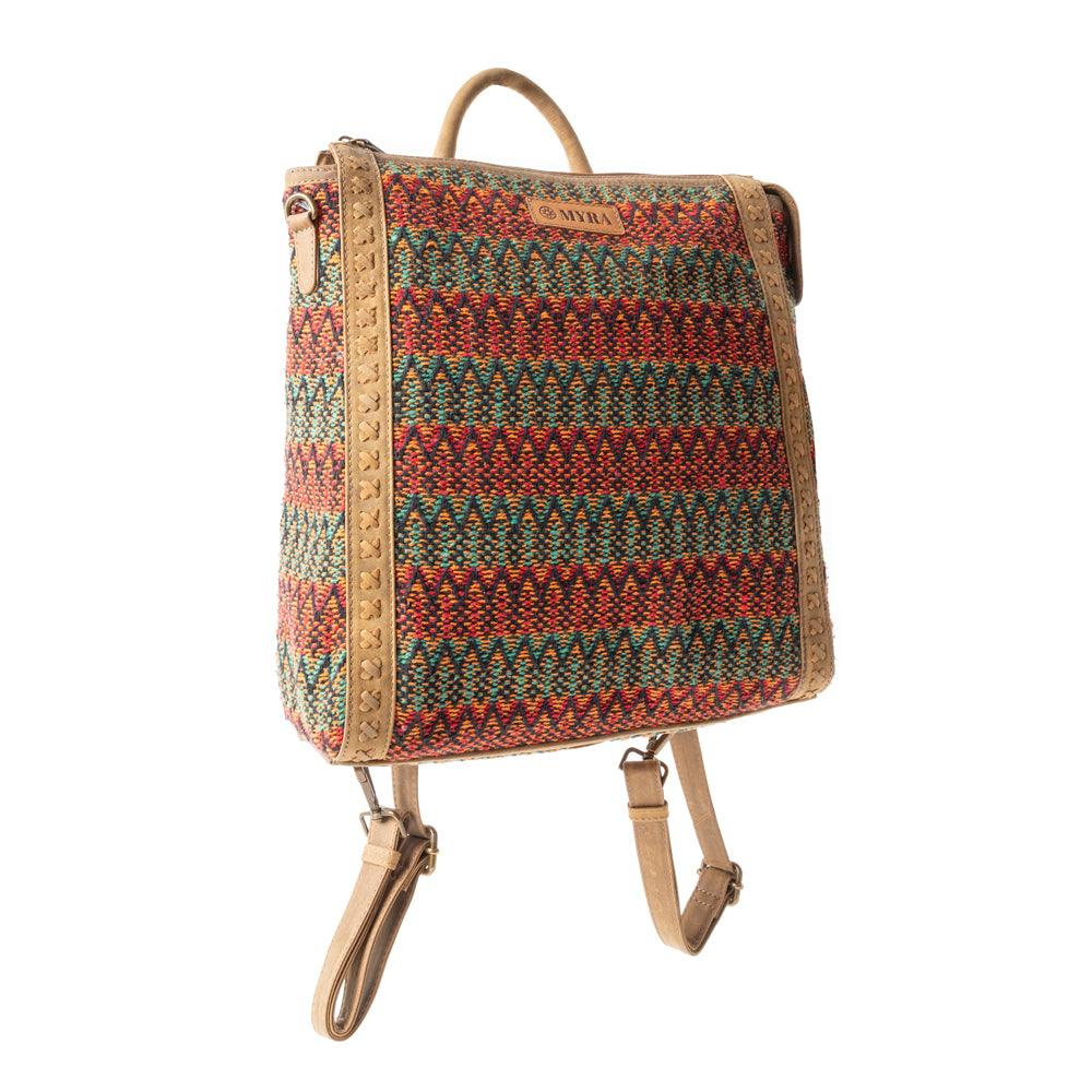 Terracotta Trails Rug Leather Backpack in Desert Sage