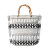 Myra Tundra Trail Hand Embroidered Tote Bag in Silver Dune