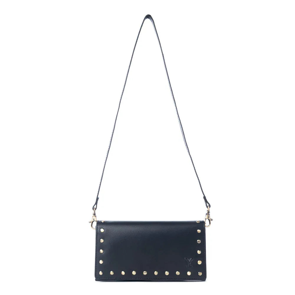 Yellowstone Caldera Leather Wallet with Rivets in Ash