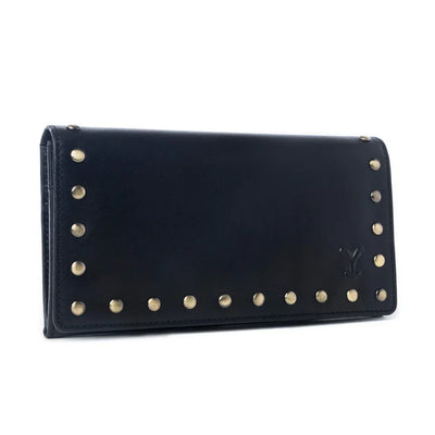 Yellowstone Caldera Leather Wallet with Rivets in Ash