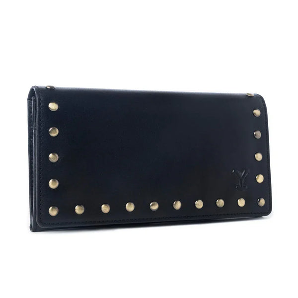 Yellowstone Caldera Leather Wallet with Rivets in Ash