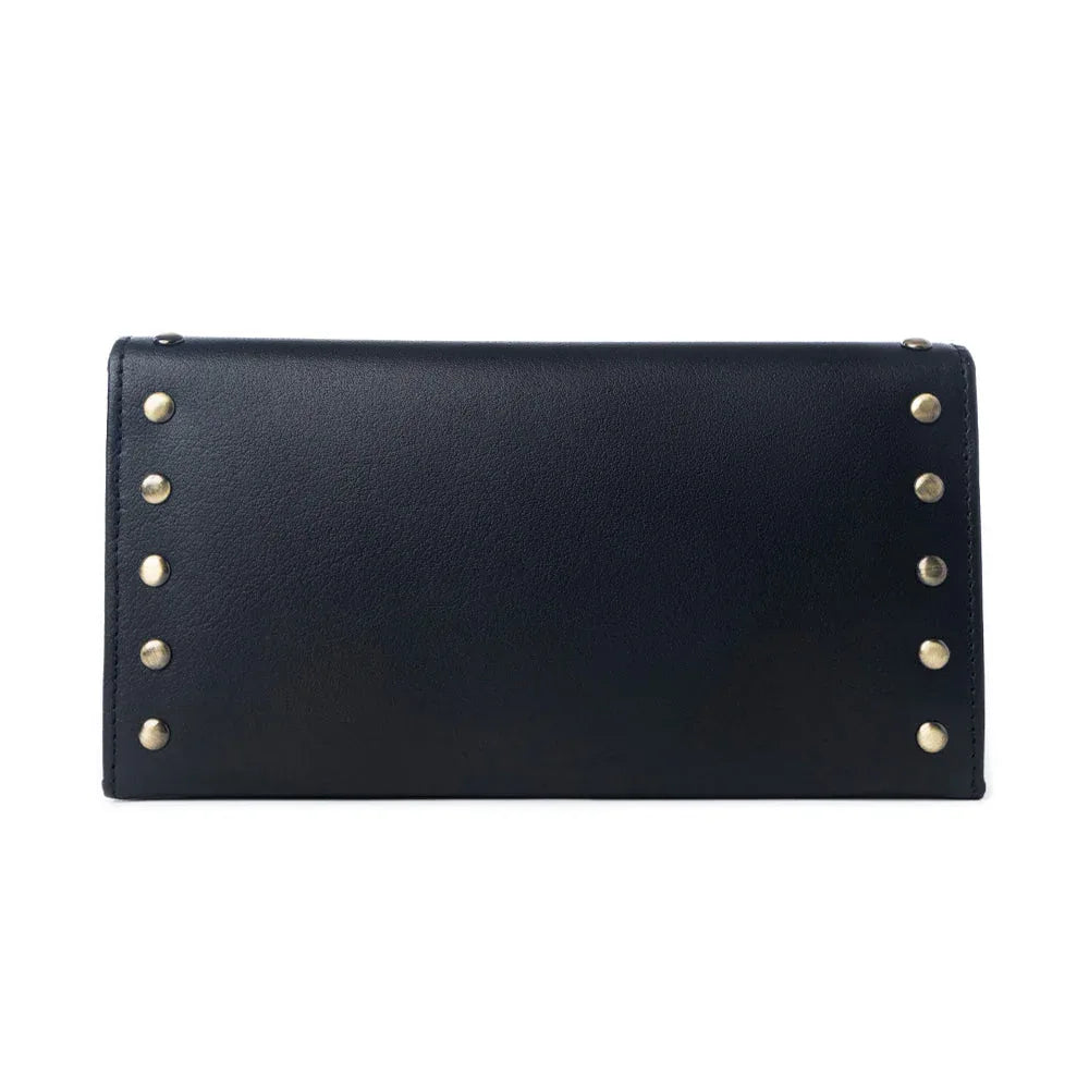 Yellowstone Caldera Leather Wallet with Rivets in Ash