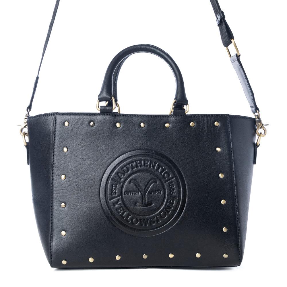 Yellowstone Valley Soul Studded & Embossed Tote Leather Bag in Ash