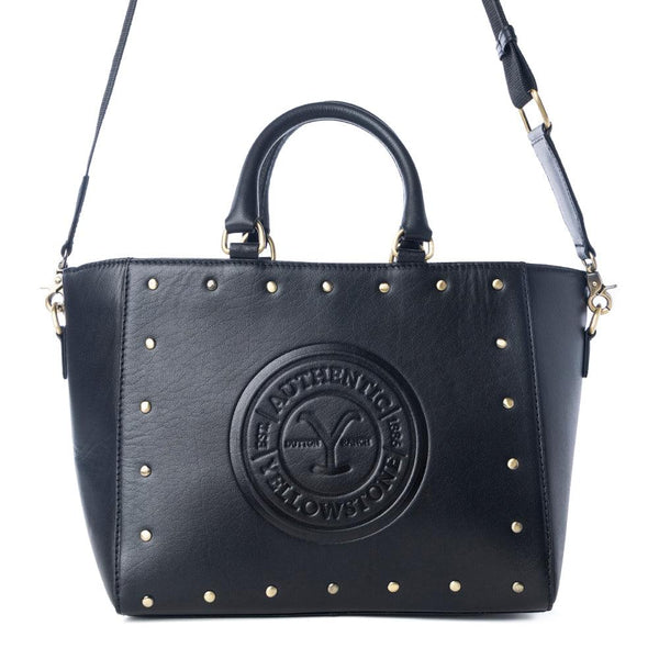 Yellowstone Valley Soul Studded & Embossed Tote Leather Bag in Ash