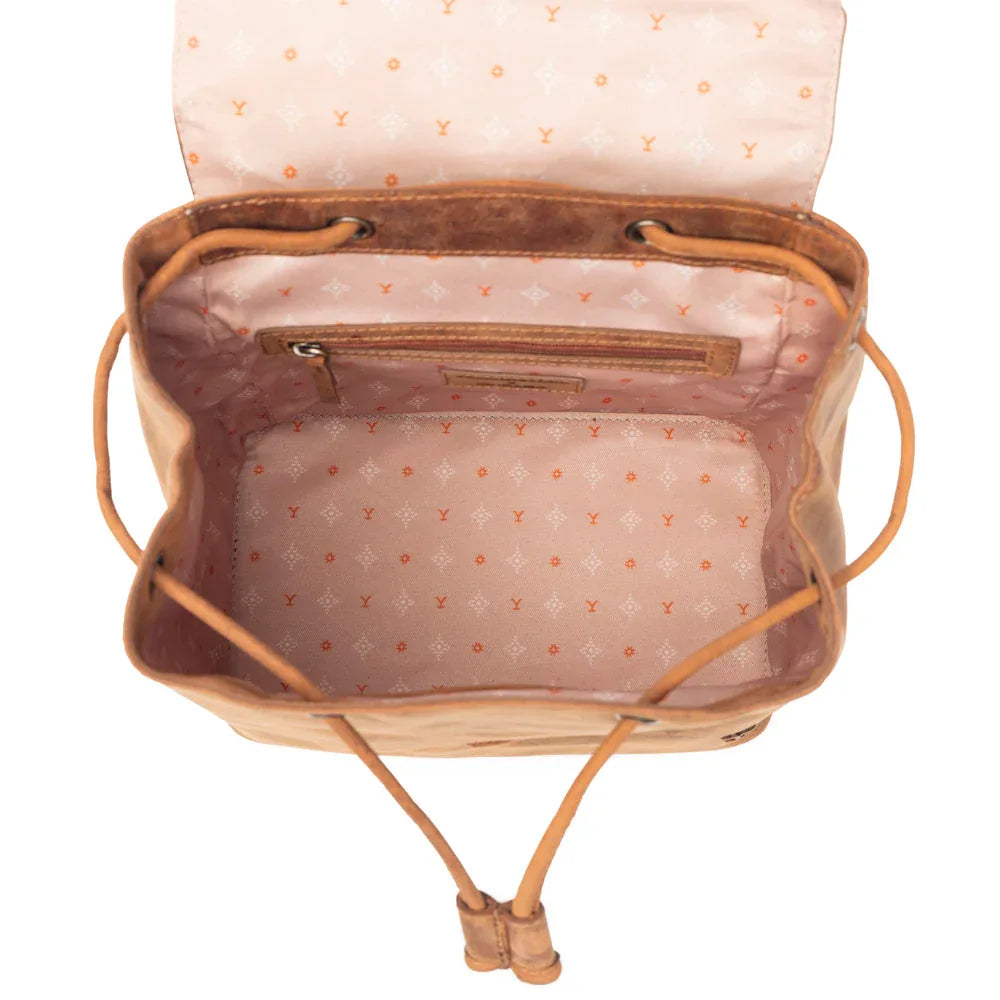 Yellowstone Longhorn Amber Studded Leather Backpack