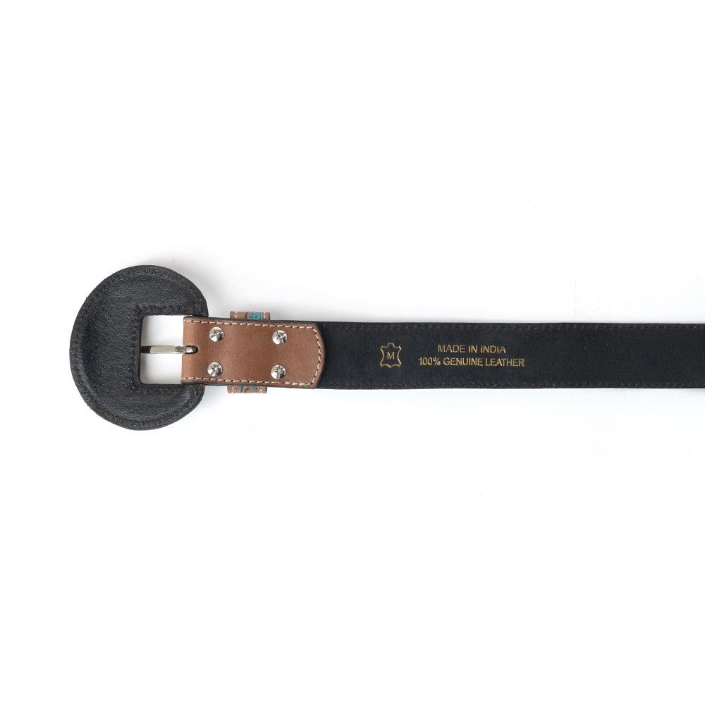 Western Wreath Leather Belt in Bronco Sky