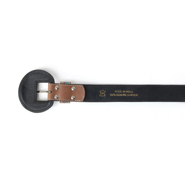 Western Wreath Leather Belt in Bronco Sky
