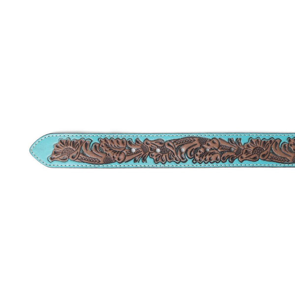 Barrel Bloom Leather Belt in Mahogany Brown