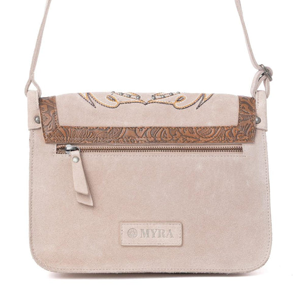 Myra Amberwood Suede Leather Boot Embroidered Leather Bag in Amber