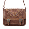 Myra Amberwood Suede Leather Boot Embroidered Leather Bag in Chestnut Brown