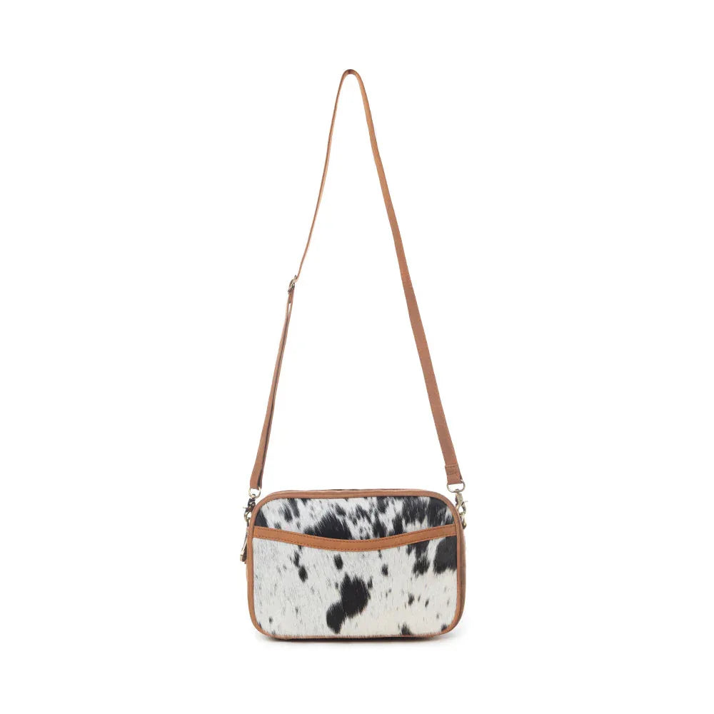 Myra Spade Valley Hairon Leather Bag in Brindle Brown