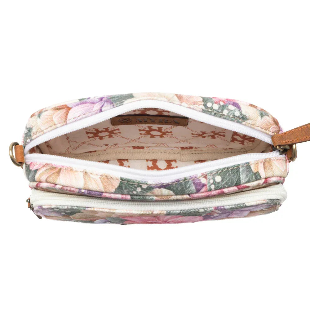 Myra Meadow Song Cotton & Leather Crossbody Bag in Meadow Blush