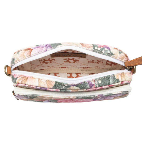 Myra Meadow Song Cotton & Leather Crossbody Bag in Meadow Blush